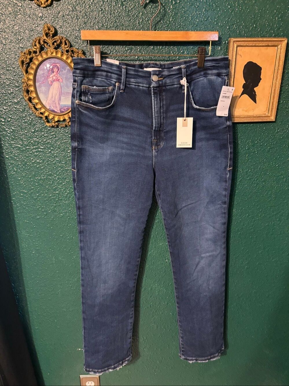 Good American Good Legs Straight Leg Jeans Size 14 Indigo Blue NWT